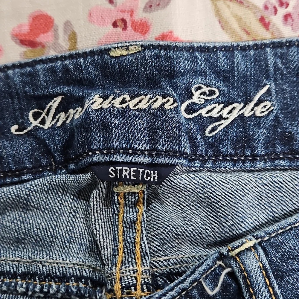 American Eagle Blue Flare Wide Leg Jeans SIZE 2 ARTIST - Picture 2 of 5